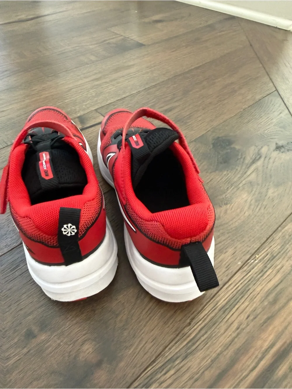 Nike Red and Black Kids' Athletic Sneakers with White Midsole